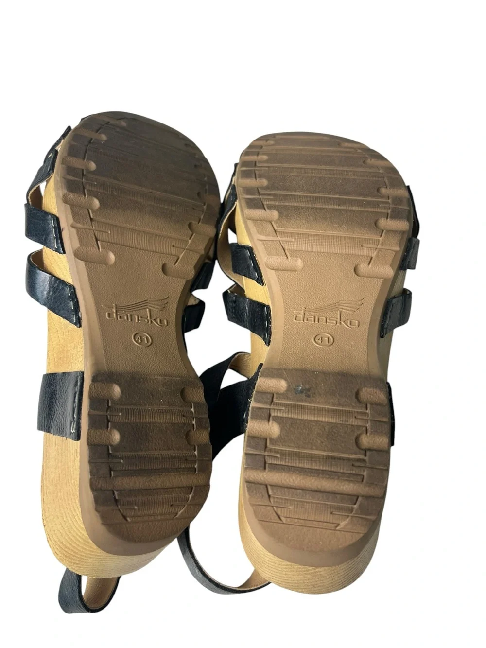 Dansko Tinley Black Leather Wedge Strappy Fisherman Sandals Size 41 (10.5-11)
